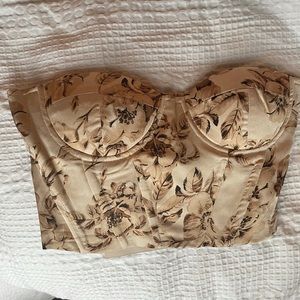 Beige floral corset top